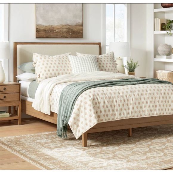 Studio McGee Bedding Fullqueen Lofty Cotton Slub Woodblock Print